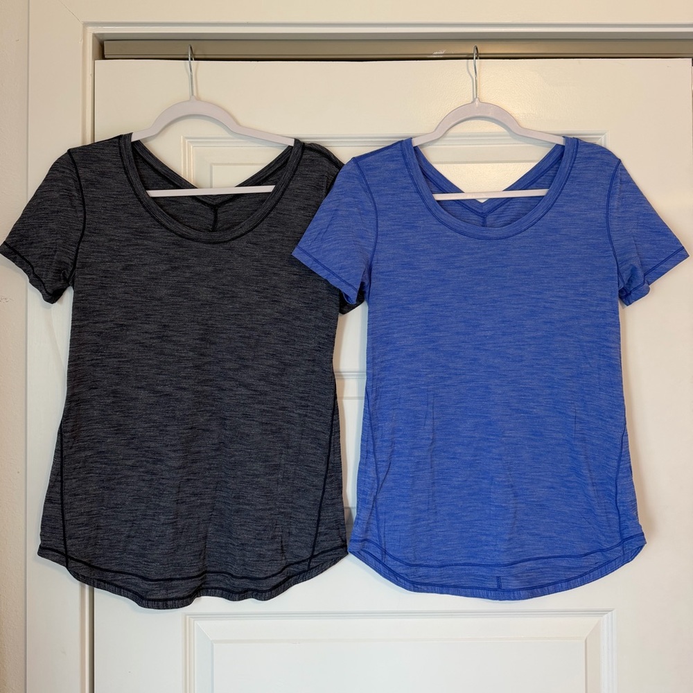 Lulu Lemon Heathered T-Shirts - Gray and Blue